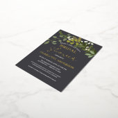 ガーデンフォージングリーネリーつる植物ブライダルシャワー金ゴールド 箔招待状ポストカード (回転した状態)