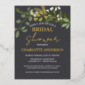 ガーデンフォージングリーネリーつる植物ブライダルシャワー金ゴールド 箔招待状ポストカード (正面)