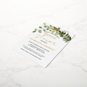 ガーデンフォージングリーネリーつる植物ブライダルシャワー金ゴールド 箔招待状ポストカード (回転した状態)