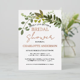 ガーデンフォージングリーネリーつる植物ブライダルシャワー金ゴールド 箔招待状