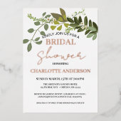 ガーデンフォージングリーネリーつる植物ブライダルシャワー金ゴールド 箔招待状 (正面)