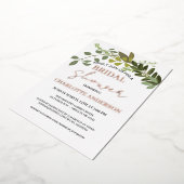 ガーデンフォージングリーネリーつる植物ブライダルシャワー金ゴールド 箔招待状 (回転した状態)