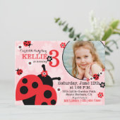 ガーデンフラワーとレディバグの誕生日招待状 招待状 (スタンド正面)