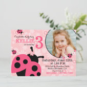 ガーデンフラワーとレディバグの誕生日招待状 招待状 (スタンド正面)