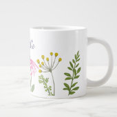 ガーデンフラワーアンド蝶名前をカスタムする ジャンボコーヒーマグカップ (右)