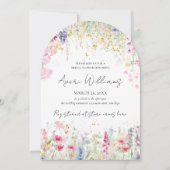 ガーデンフラワーウォーターモダンカラーボホブライダルシャワー 招待状 (正面)