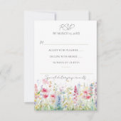 ガーデンフラワーウォーターモダンカラーボホ結婚ズ 出欠カード (正面)