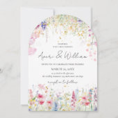 ガーデンフラワーウォーターモダンカラーボホ結婚ズ 招待状 (正面)