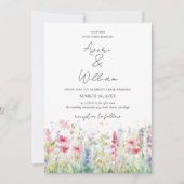 ガーデンフラワーウォーターモダンカラーボホ結婚ズ 招待状 (正面)