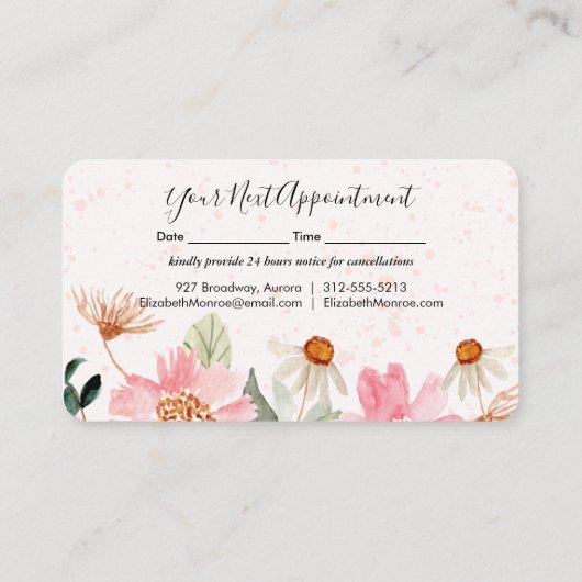 ガーデンフラワースタイリスト 予約カード (裏面)