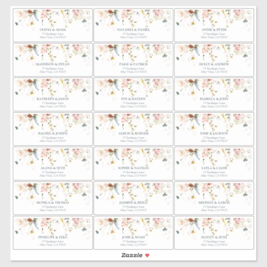 ガーデンフラワーズウォーターカラーゲストアドレス シール (シート)