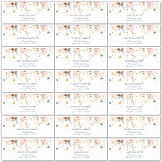 ガーデンフラワーズウォーターカラーゲストアドレス シール (正面)