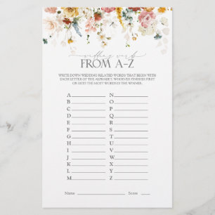 ガーデンフラワーズウォーターカラーブライダルシャワーゲーム