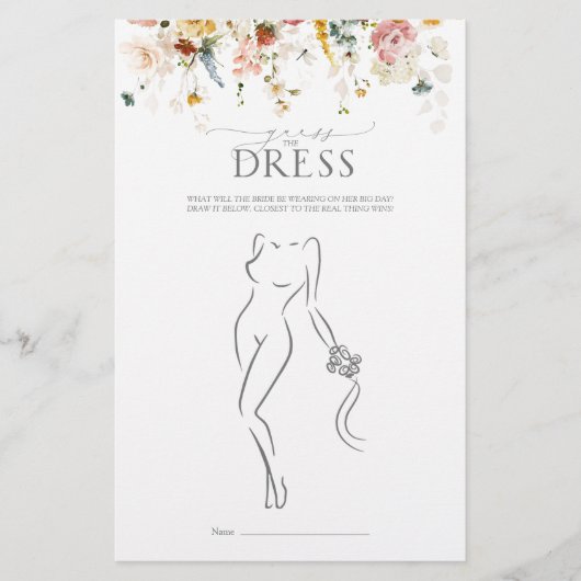 ガーデンフラワーズウォーターカラーブライダルシャワーゲーム (正面)