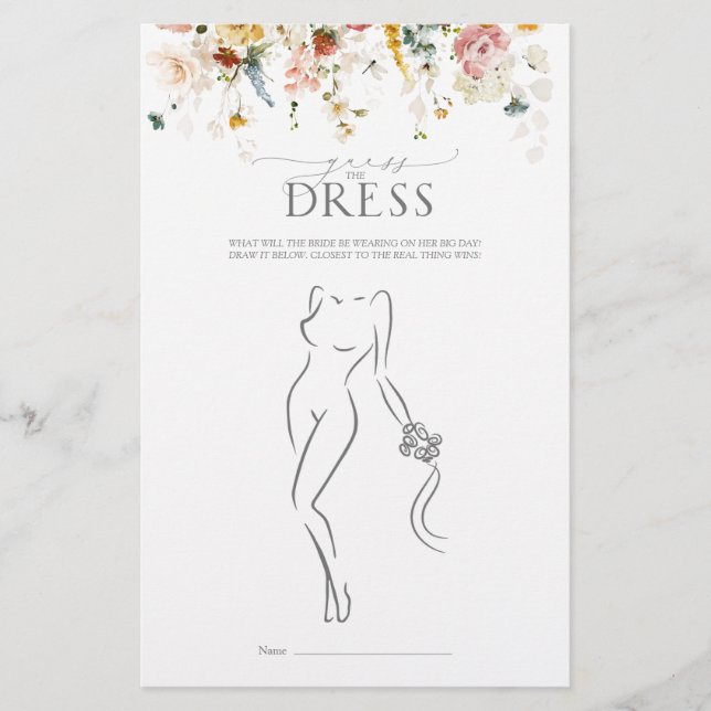 ガーデンフラワーズウォーターカラーブライダルシャワーゲーム (正面)