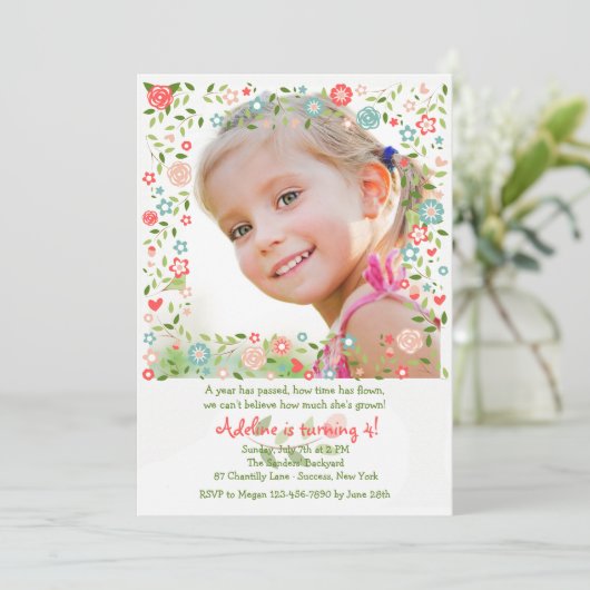 ガーデンフラワーズホワイトフォト招待状 招待状 (スタンド正面)