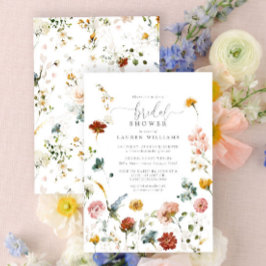 ガーデンフラワーズボタニカルスクリプトブライダルシャワー 招待状