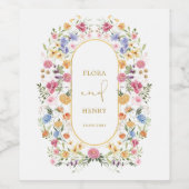 ガーデンフラワーズ春ワイルドフラワー結婚式の引き出物 ワインラベル (シングルラベル)