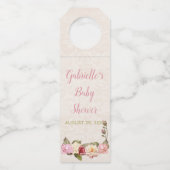 ガーデンフラワーベッドバラピンクアイボリーベビーシャワー ボトルネックタグ (裏面)