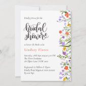 ガーデンフラワーボタニカルスクリプト ブライダルシャワー 招待状 (正面)