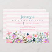 ガーデンフラワー誕生日パーティー 招待状 (正面/裏面)