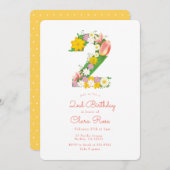 ガーデンフラワー2歳の誕生日パーティー 招待状 (正面/裏面)