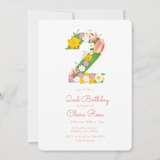 ガーデンフラワー2nd誕生日パーティー 招待状 (正面)