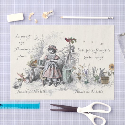 ガーデンフランスのことわざガールフラワーウォーターリングカン 薄葉紙 (クラフト)