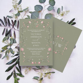 ガーデンフランスのセージグリーン結婚式招待状 シーズンカード