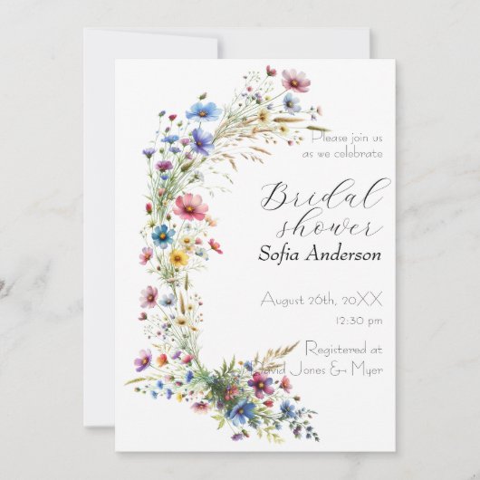 ガーデンフランスのパーティーフラワー招待状 招待状 (正面)