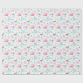 ガーデンフランスのフローラピンク牡丹パタ結婚ーン ラッピングペーパー (フラット)