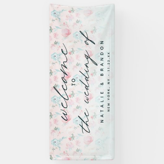 ガーデンフランスのフローラ牡丹パタ結婚ーン歓迎 横断幕 (縦)