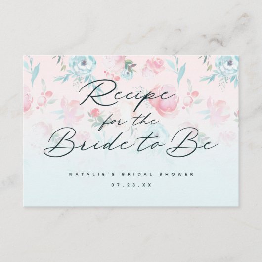 ガーデンフランスのフローラ牡丹ブライダルシャワーレシピ エンクロージャーカード (正面)