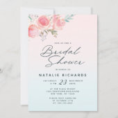 ガーデンフランスのフローラ牡丹結婚のブライダルシャワー 招待状 (正面)