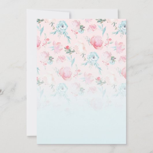 ガーデンフランスのフローラ牡丹結婚のブライダルシャワー 招待状 (裏面)