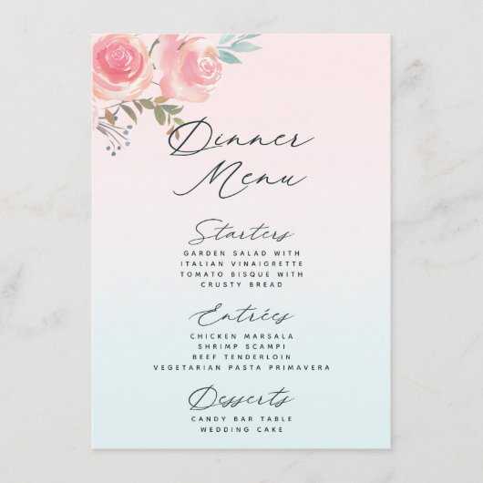 ガーデンフランスのフローラ牡丹3コースディナー メニュー (正面)