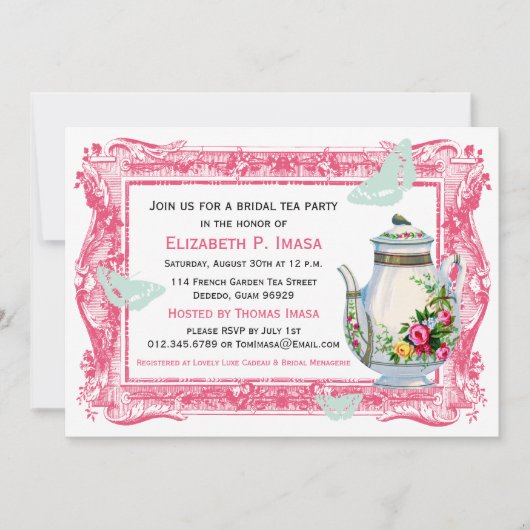 ガーデンフランスのブライダルティーパーティー 招待状 (正面)