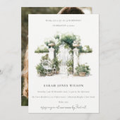 ガーデンフランスのランドスケープ水彩写真誕生日 招待状 (正面/裏面)