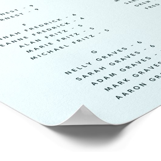 ガーデンフランスの・ア結婚ルファベットの座席表 ポスター (角)