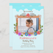 ガーデンフレームフォト誕生日招待状 招待状 (正面/裏面)