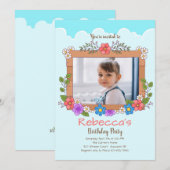 ガーデンフレーム フォト 誕生日招待状 招待状 (正面/裏面)