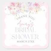 ガーデンフローラウェーブワイルドフラワーモダンブライダルシャワー スクエアシール (正面)