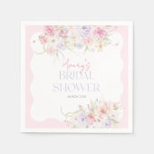 ガーデンフローラウェーブワイルドフラワーモダンブライダルシャワー スタンダードカクテルナプキン (正面)