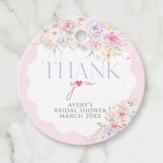 ガーデンフローラウェーブワイルドフラワーモダンブライダルシャワー フェイバータグ (正面)