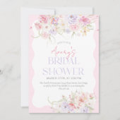 ガーデンフローラウェーブワイルドフラワーモダンブライダルシャワー 招待状 (正面)
