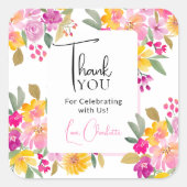 ガーデンフローラウォーター感謝していカラーユーブライダルシャワー スクエアシール (正面)