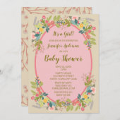 ガーデンフローラガールベビーシャワー 招待状 (正面/裏面)