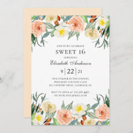 ガーデンフローラスウィート16.赤面花16歳の誕生日 招待状