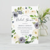 ガーデンフローラネイビー&ホワイトリースブライダルシャワー 招待状 (スタンド正面)