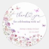 ガーデンフローラバタフライオンザウェイベビーシャワー ラウンドシール (正面)